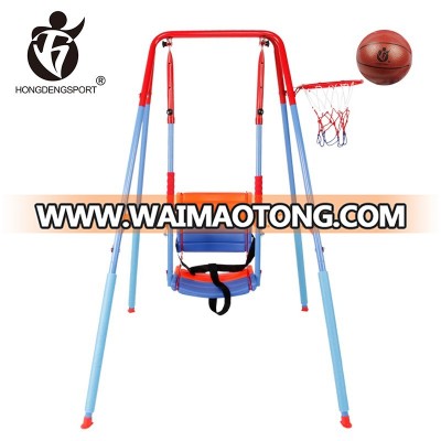 high quality interesting toys save spcace foldable kids single swing with sport set